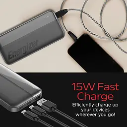 Павербанк Energizer Black 10 000 mAh / 15 Вт (UE10050CC) - мініатюра 10
