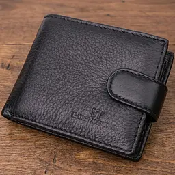 Невеликий місткий гаманець із натуральної шкіри ST Leather 22456 чорний