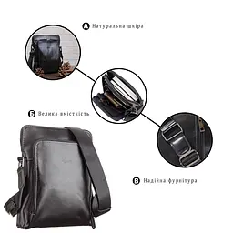 Сумка чоловіча SHVIGEL 11101 шкіряна чорна