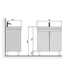 Тумба Мойдодир Simple Graphite 70-U з умивальником River 70 графітова універсальна Графіт - мініатюра 8