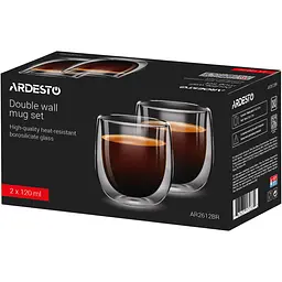 Набір чашок Ardesto з подвійними стінками 120 мл 2 шт. (AR2612BR) - мініатюра 2