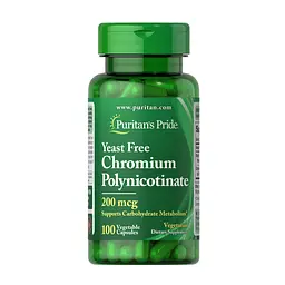 Хром полінікотинат Chromium Polynicotinate 200 mcg Yeast Free 100 вегетаріанських капсул