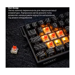 Клавіатура Ajazz NacodeX NK68 V2 Red Switch LED USB UA Black (NK68-V2-R-S-B) - мініатюра 2