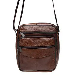 Чоловіча сумка Borsa Leather K18490 24x21x7 см Коричневий (10852) - мініатюра 2