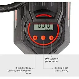 Автокомпресор Gemix Model M black/red поршневий цифровий манометр функція Autostop ліхтарик 35 л/хв - мініатюра 3