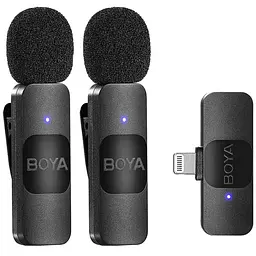 Професійний бездротовий петличний мікрофон Boya BY-V2 Lightning 2 шт. Black (18871)