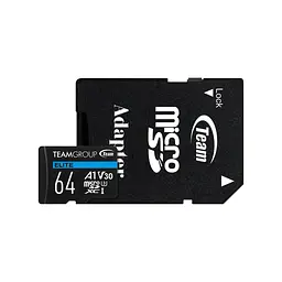 Карта пам'яті Team 64GB microSDXC class 10 UHS-I U3 V30 A1 Elite (TEAUSDX64GIV30A103) - мініатюра 1