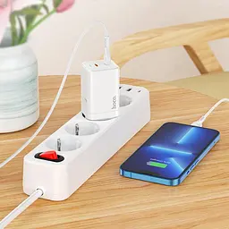 Адаптер мережевий Hoco Type-c to Lightning Cable Astral N23 |2Type-C, 45W/3A, PD/QC| - мініатюра 2