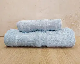 Набір турецьких бамбукових махрових рушників Cestepe 50х90+70х140 Bamboo Zumrut Light Blue