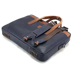 Сумка шкіряна для ноутбука Tom Stone 717 BL-R синя MacBook 16' - мініатюра 6