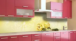 Кухонний фартух Жовті троянди Орнамент ПВХ для декору 60х300 см Квіти Жовтий Happy Pocket Z184859 - мініатюра 3