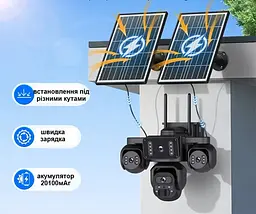 Вулична 4G камера SHIWOJA K323 20Мп з 4 лінзами 2 сонячних панелі зарядки акумулятор 20100мАг PIR сенсор руху - мініатюра 5