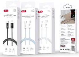 USB Кабель XO NB-Q273 Type-C-Type-C Woven Style 60W 3A 1.0m Білий - мініатюра 4