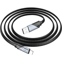Дата кабель USB 2.0 AM to Lightning 1.2m 2.4A nylon aluminum U125 black HOCO (6942007604987)
