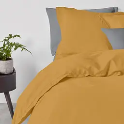 Комплект постільної білизни Cosas євро з простирадлом на резинці CURCUMA CS8 200 x 220 см (Ranfors_Mustard_El160-Graphite_200) - мініатюра 2