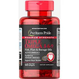 Омега-3-6-9 Puritans Pride Triple Omega Maximum Strength 60 softgels