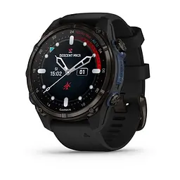 Смарт-годинник Garmin Descent Mk3i 43 мм сірий карбон DLC титановий з чорним силіконовим ремінцем