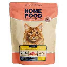 Сухий корм для стерилізованих котів великих порід Home Food телятина з лососем та в’яленими томатами 400 г