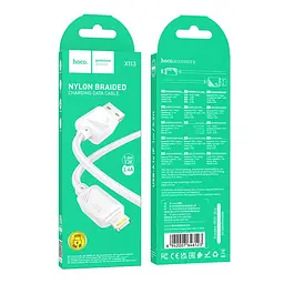 Кабель синхронізації Hoco X113 Nylon braided 2.4A USB-A to Lightning 1m White (36776_3609175) - мініатюра 2