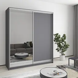Шафа-купе дводверна MebelStar Комбо AL ДСП/Дзеркало 180x45x210 см Антрацит (MBS-2729)