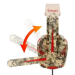 Дротові ігрові навушники iPega Gaming PG-R005, 3.5mm, Noice Reduction, 1.2m, Comouflage-Red - мініатюра 3