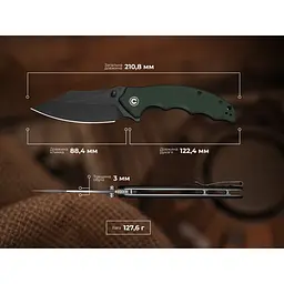 Ніж складаний туристичний Civivi Pentad (8.8 см) Nitro-V / G10 зелений - мініатюра 15