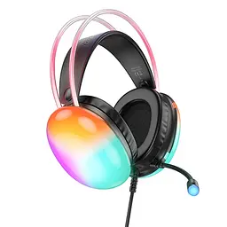 Навушники накладні Hoco W109 ігрові з LED підсвічуванням Jack 3.5 чорний - мініатюра 3
