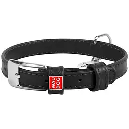 Нашийник для собак Waudog Glamour, шкіряний, з QR паспортом, 27-36х1,5 см, чорний