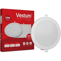 Круглий світлодіодний світильник Vestum врізний 18W 4000K 220V 1-VS-5105 - мініатюра 2