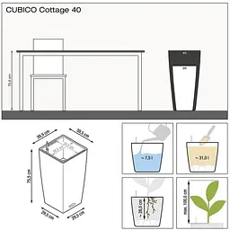 Вазон Lechuza Cubico Cottage 40 граніт (15242) - мініатюра 2
