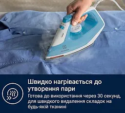 Праска Electrolux 2300Вт, 250мл, паровий удар 110гр, керамічна підошва, синьо-білий teh0016243 - мініатюра 5