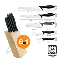 Набір ножів у дерев'яному блоці Fiskars Essential (1023782) - мініатюра 3
