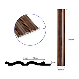 Рейка декоративна Sticker Wall PS 2900х119х12мм Бронзовий венге SW-00002144- - мініатюра 3