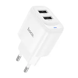 Мережевий зарядний пристрій Hoco C141A 2 USB білий