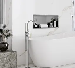 Вбудована полиця Rea 30x60 nickel brushed з обідком REA-05602, Нержавіюча сталь - мініатюра 2