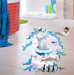 Наклейка на пол 3D Арктика 90 на 60 см разноцветный