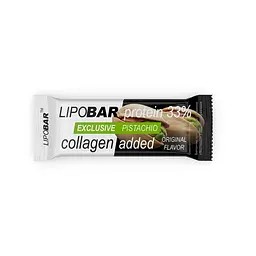 Батончик LipoBar Exclusive Protein Bar, 50 грам збагачений біоактивним колагеном Peptan - Фісташка