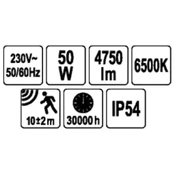 Прожектор Yato SMD LED датчик руху 50 Вт 230 В 4750 лм 75 діодів чорний (YT-818291) - мініатюра 7