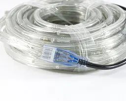 Світлодіодна гнучка led стрічка 8 м. біла вулична лід гірлянда діодна з блоком живлення 220 В (ST) - мініатюра 5