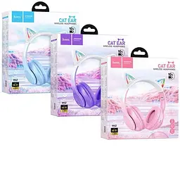 Бездротові накладні навушники HOCO W42 Cat ears BT headphones Cherry Blossom - мініатюра 3