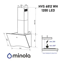 Витяжка декоративна похила Minola HVS 6812 WH 1200 LED - мініатюра 13
