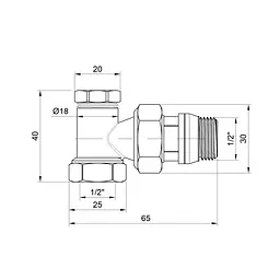 Кран радіаторний SD Plus 1/2" ВЗ з антипротіканням кутовий SD229W15 - мініатюра 2