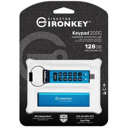 USB флеш накопичувач Kingston 128GB IronKey Keypad 200 Type-C Encrypted Blue USB 3.2 (IKKP200C/128GB) - мініатюра 6
