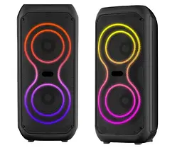 Колонка портативна акумуляторна Bluetooth Q8K 4"х2 потужність 40Вт з мікрофоном радіо та світломузикою UKC BT 2425 - мініатюра 5