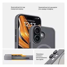 Чехол для Apple iPhone 16, Uniq MagCase, серый, противоударный, панель-накладка с MagSafe, ударопрочный TPU+PC, с магнитом MagSafe, поддержка полноценной беспроводной зарядки, ArmorStandart (ARM79496) - мініатюра 3