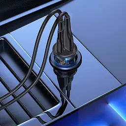 Автомобільний зарядний пристрій Usams 30W роз’єми Type-C та USB Чорний (6958444901404) - мініатюра 3