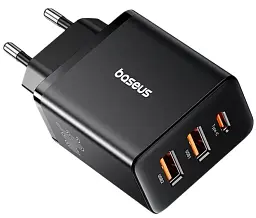 Мережевий зарядний пристрій Baseus Cube Fast Charger 2 USB+Type-C 30 W P10111402113-00 Black