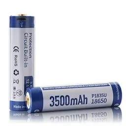 Акумулятор 18650 Keeppower 3500 mAh з microUSB (синій з білим) - мініатюра 3