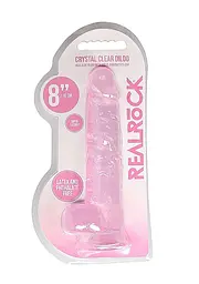 Фалоімітатор RealRock Crystal Clear 8" 21 см (рожевий) - мініатюра 9