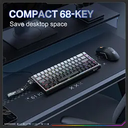 Клавіатура Onikuma ігрова бездротова RGB підсвітка Bluetooth та USB адаптер 2.4GHz для ПК та ноутбука Сірий - мініатюра 7